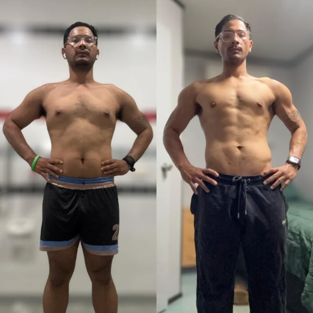 John, 28 — before and after transformation