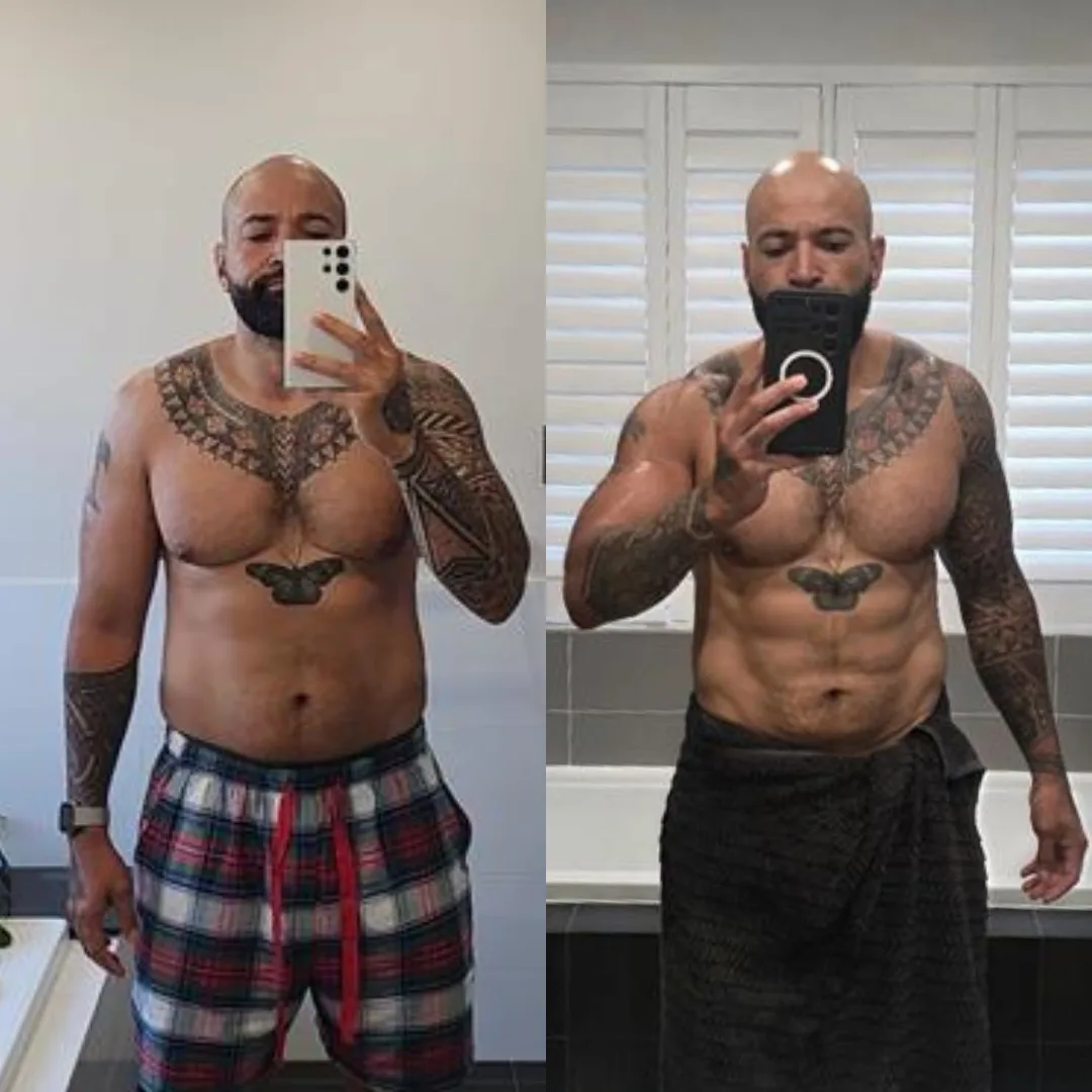 Keenan, 42 — before and after transformation