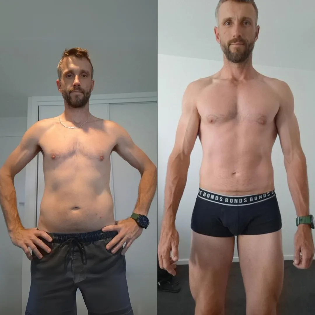 Matty, 40 — before and after transformation